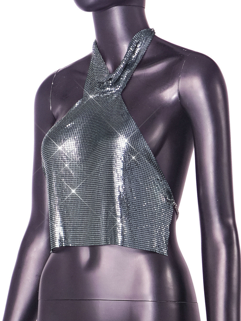 Women's Fashionable Sequins Turtleneck Vest Top