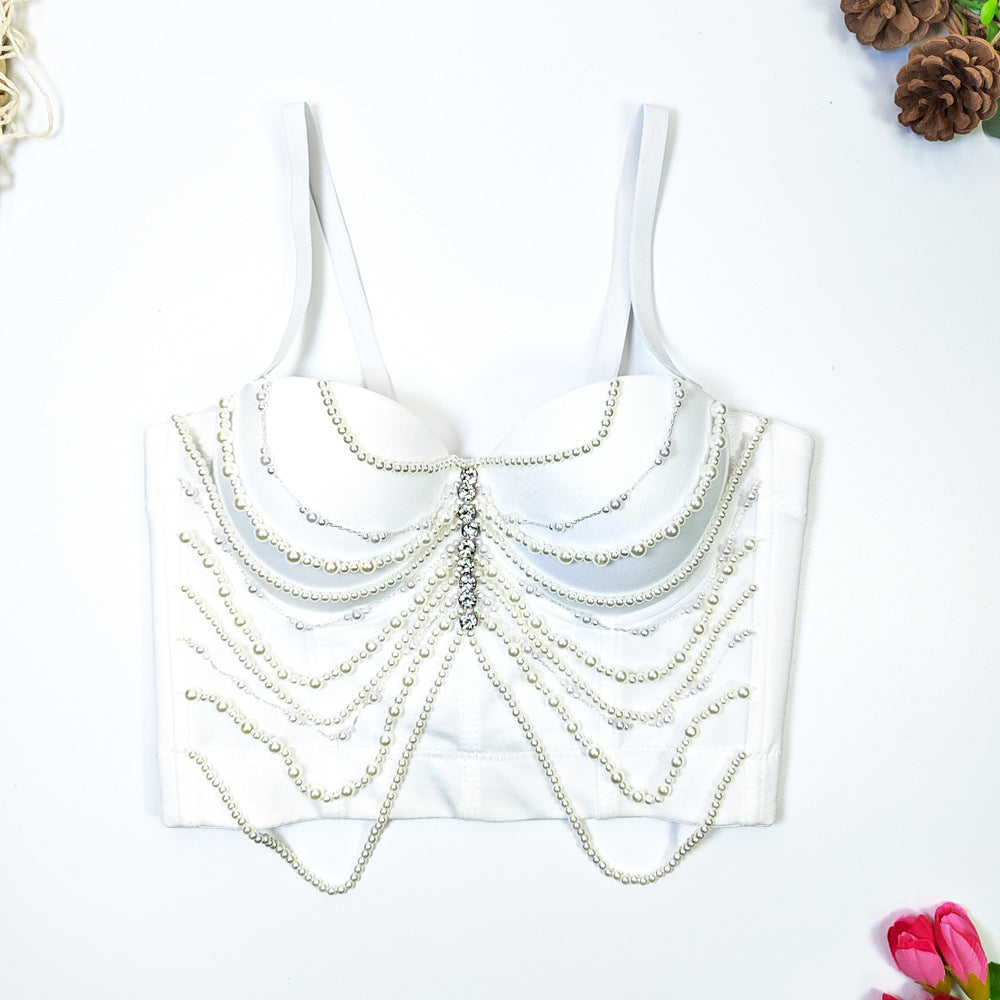 Women's Niche Tassel Bead Body Shaping Top Fishbone Vest