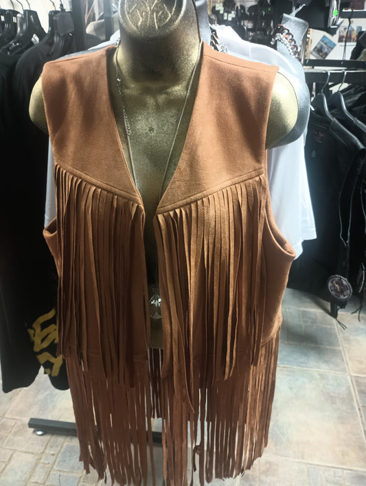 Women Ultra Suede Fringe Vests in store