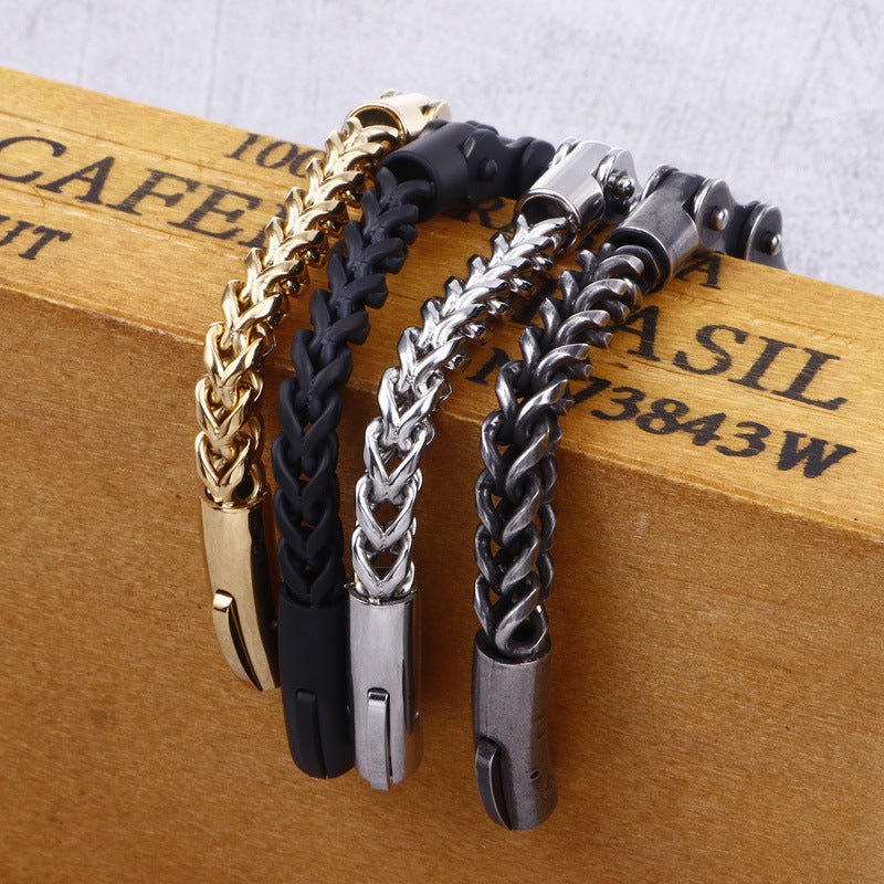 New Titanium Steel Motorcycle Chain For Men And Women, Motorcycle Chain Bracelet, Simple Stainless Steel Trendy Jewelry