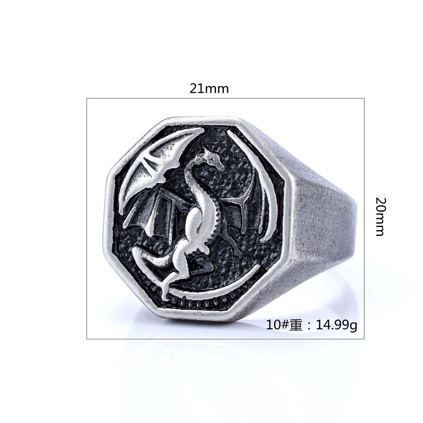 King's Riding Seat Dragon Titanium Steel Ring Viking Motorcycle Jewelry