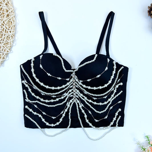 Women's Niche Tassel Bead Body Shaping Top Fishbone Vest