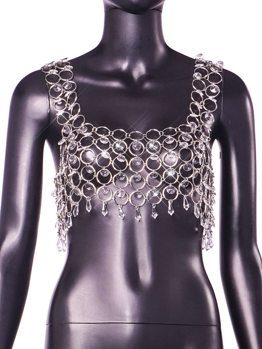 Women's Fashion Dignified Hollow Shiny Crystal Design Vest