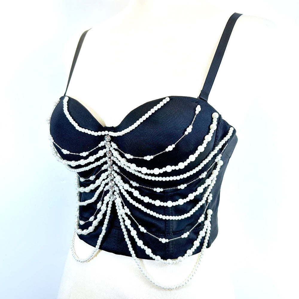 Women's Niche Tassel Bead Body Shaping Top Fishbone Vest