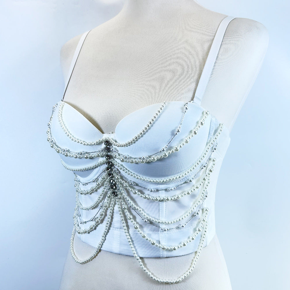 Women's Niche Tassel Bead Body Shaping Top Fishbone Vest