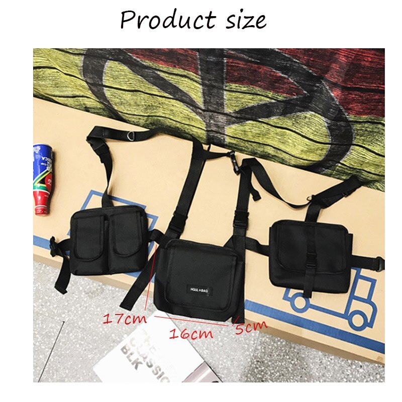 Men Tactical Shoulder Bag Men Tactical Waist Bag Boy Streetwear Functional Waist Packs  Waistcoat Male Hip hop Chest Bags 030266