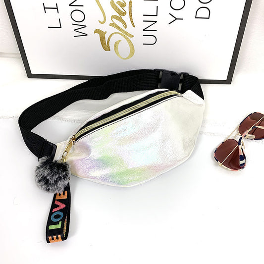 Cool Sequins Printing Waist Bag For Woman Fashion Girls Shoulder Belt Bags Kids Waist Packs Glitter Phone Pouch