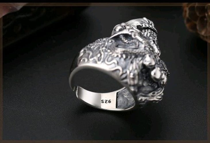 European And American Jewelry Men's Trendy Sterling Silver Domineering Motorcycle Style Ring