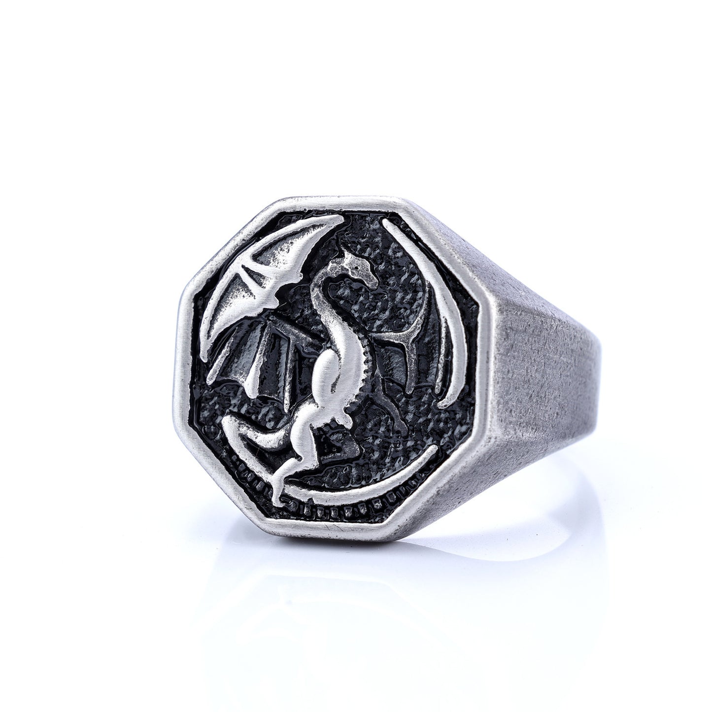 King's Riding Seat Dragon Titanium Steel Ring Viking Motorcycle Jewelry