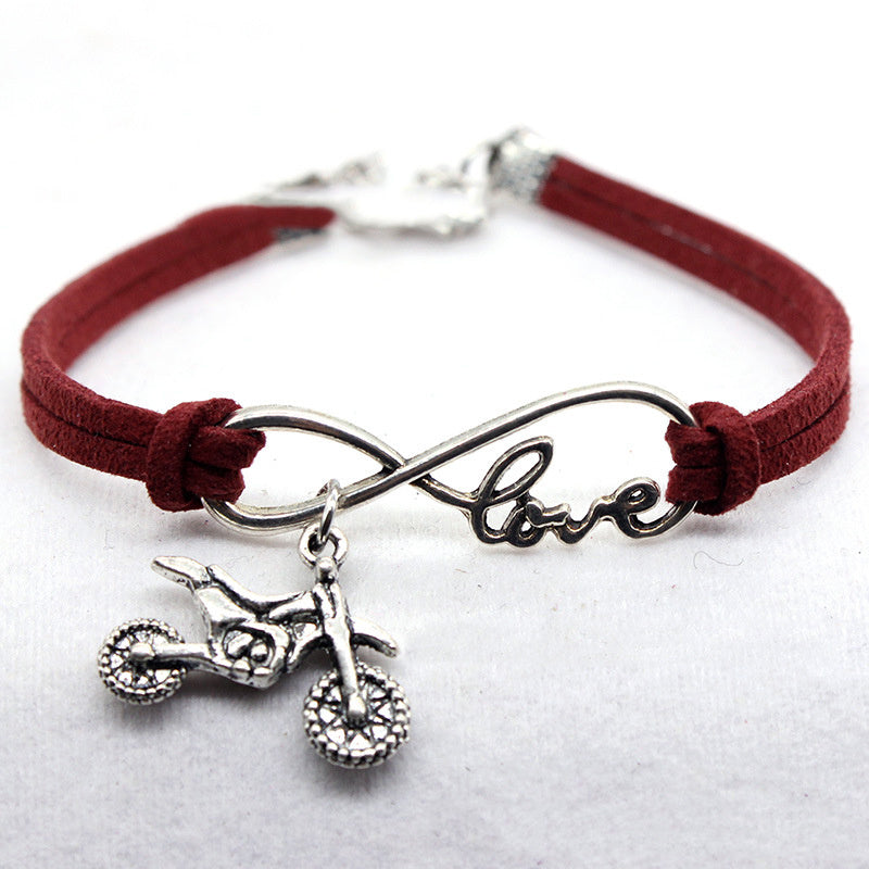 Creative European And American Jewelry Hand-woven Simple Style Infinite Love Motorcycle Bracelet