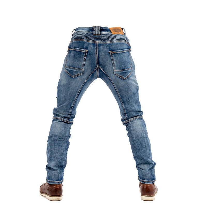 Men's And Women's High-elastic Motorcycle Jeans