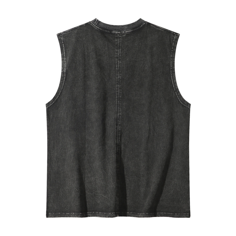 Washed And Worn Blank Vest For Men