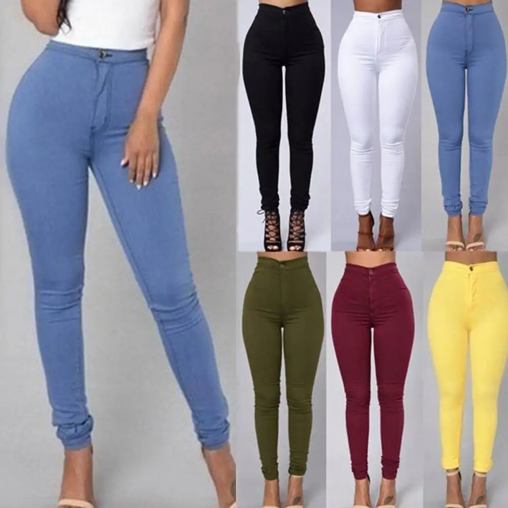 Slim Jeans For Women New Fashion Women Solid Color Denim Leggings Skinny Pencil Pants Slim Jeans Denim Pencil Pants Women Jeans