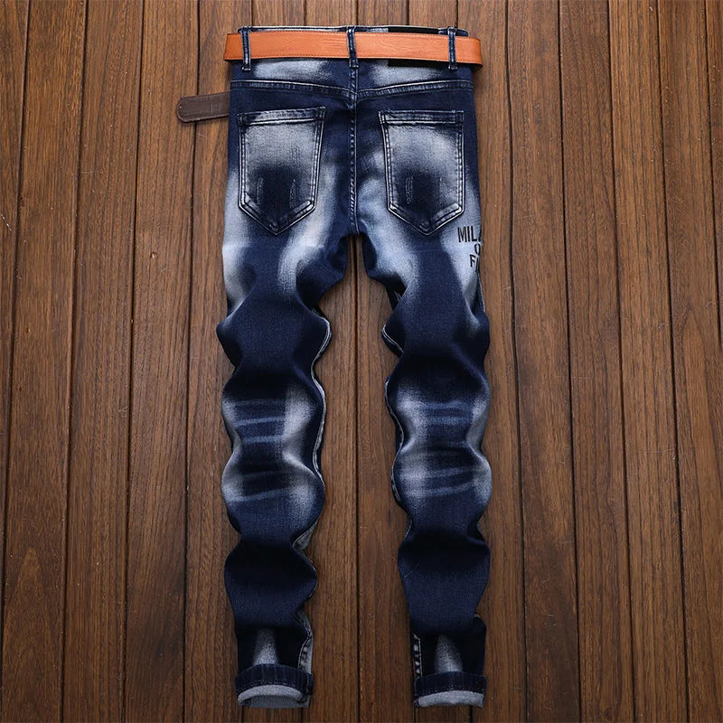 Men Jeans Jean Homme Pantalon Ripped Slim Denim Trousers Biker High Quality Male Straight Casual Designer Streetwear Moda Hombre