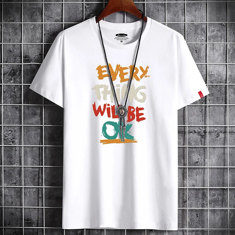 T Shirt for Men Newest Clothing Fitness White Anime O Neck Man T-shirt For Male Oversized S-6XL New Men T-shirts Goth Punk