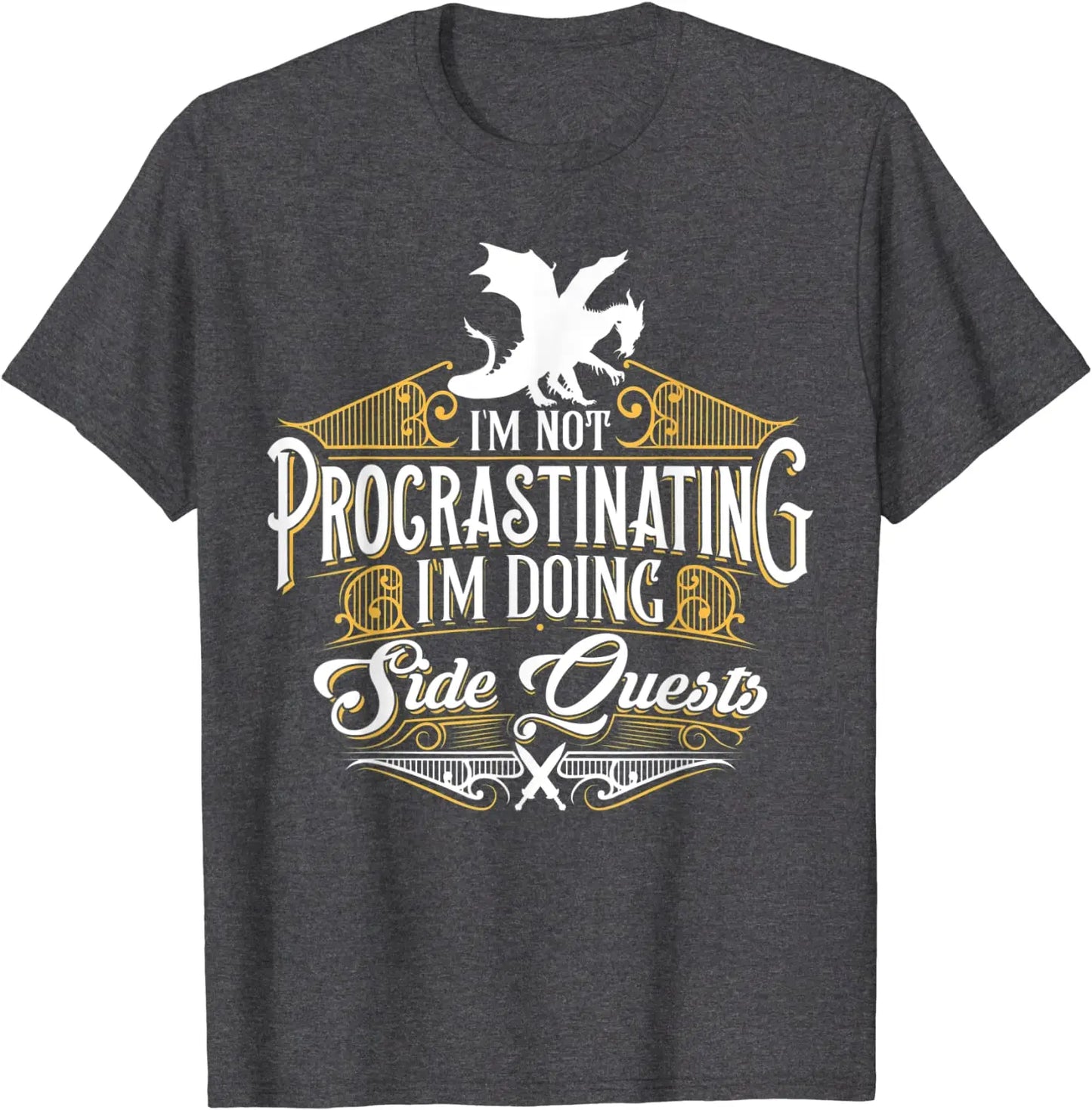 Not Procrastinating Side Quests Funny RPG Gamer Dragons T-Shirt Tops T Shirt Latest cosie Cotton Men T Shirts Design