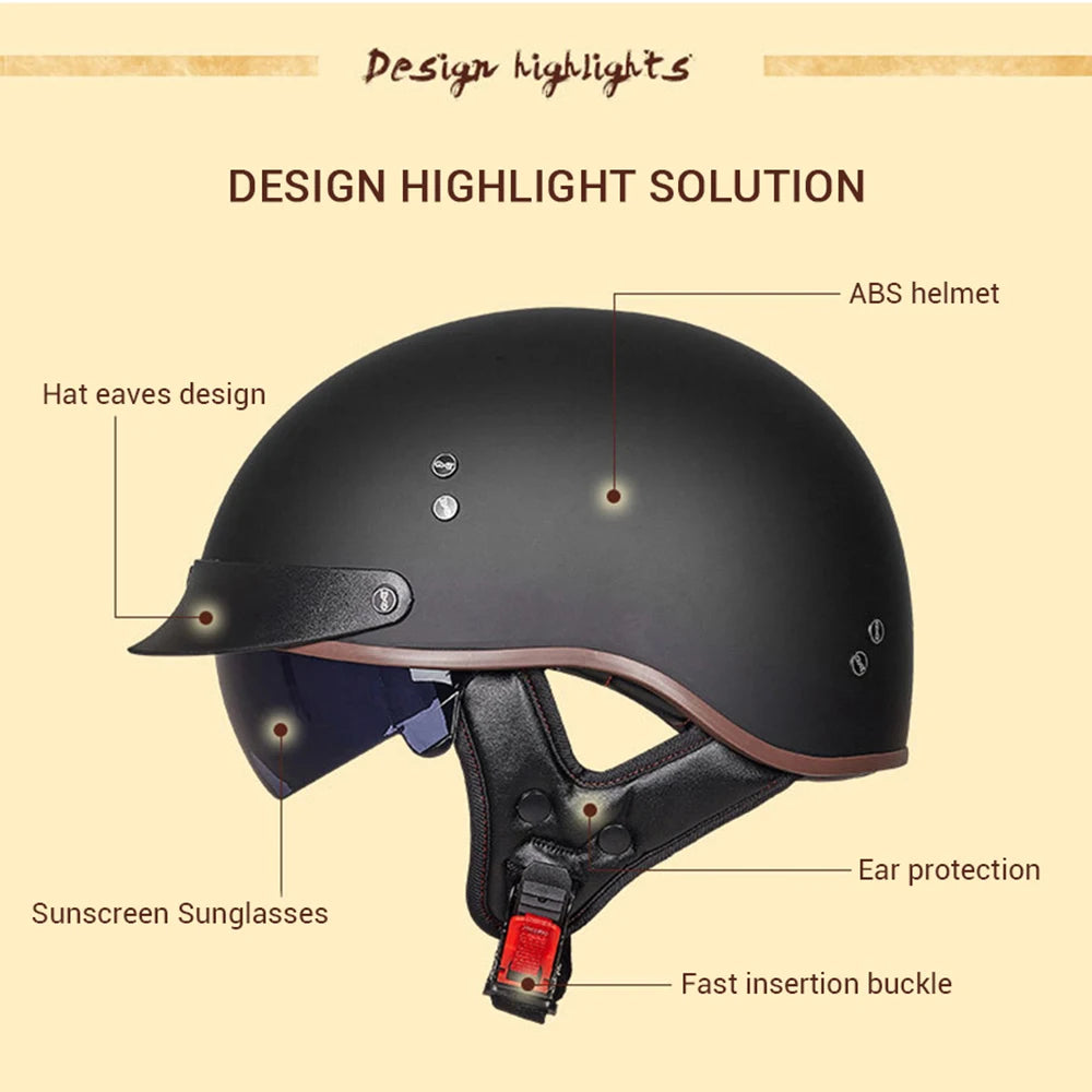 GXT DOT Certification Retro Motorcycle Helmet Moto Helmet Scooter Vintage Half Face Biker Motorbike Crash Moto Helmet Casco Moto