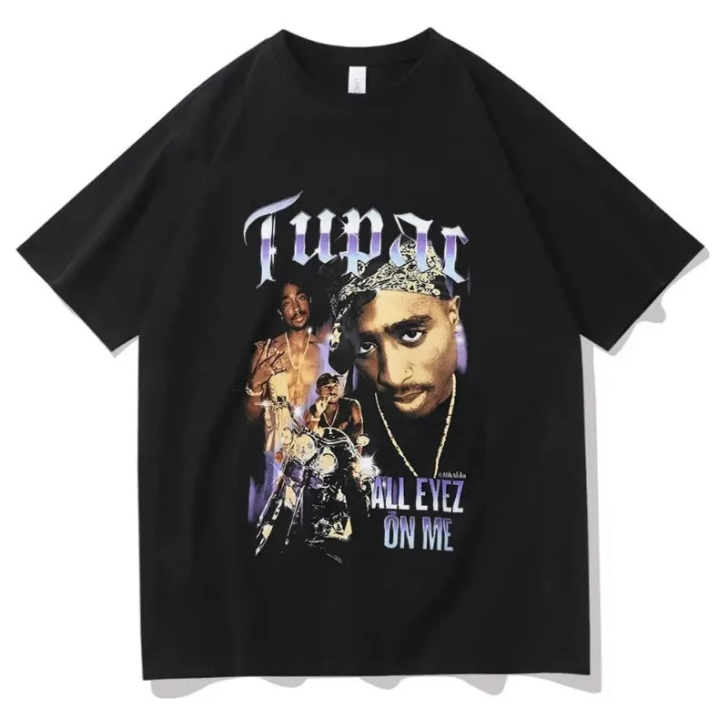 Unisex T-shirts Rapper Tupac Graphic Print Y2k Hip Hop Men T Shirt Streetweartops Unisex Harajuku Casual Short Sleeve Tees