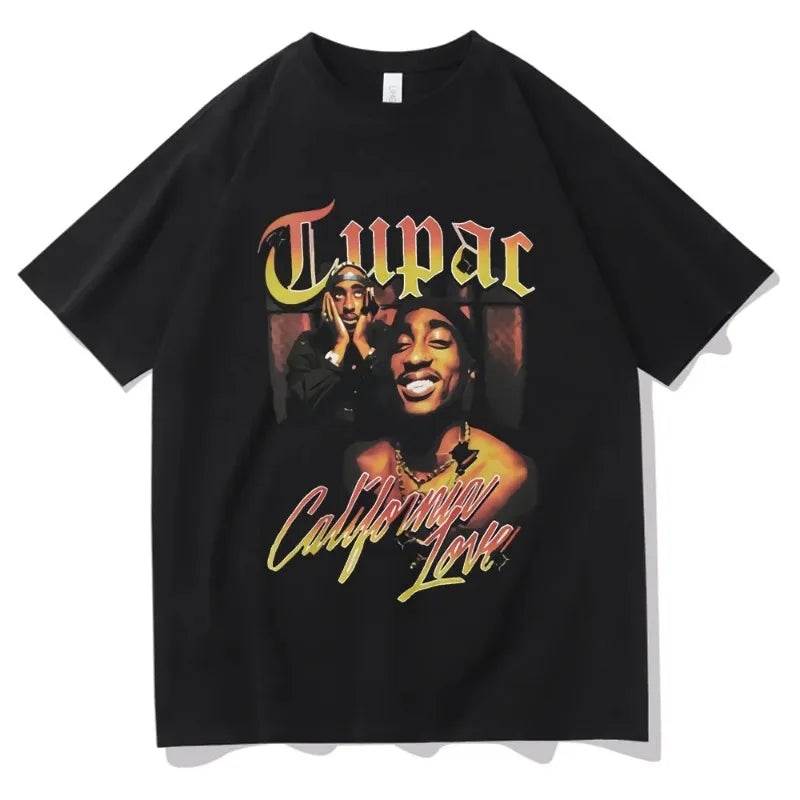 Unisex T-shirts Rapper Tupac Graphic Print Y2k Hip Hop Men T Shirt Streetweartops Unisex Harajuku Casual Short Sleeve Tees