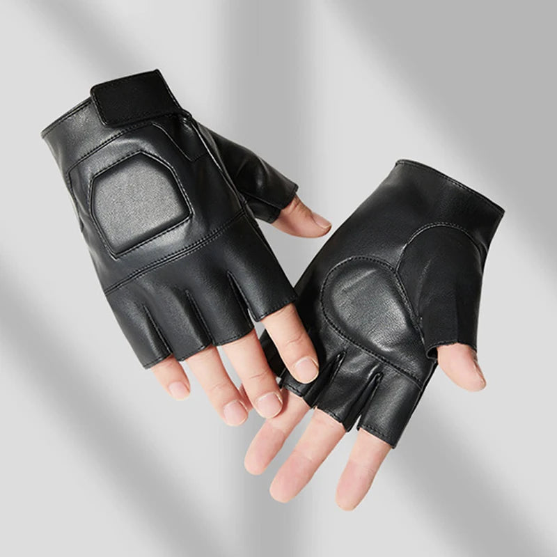 Spring Outdoor Black Men's Motorcycle Gloves Shock Absorbing Breathable Wear-resistant Half Finger Male Driving Gloves Autumn