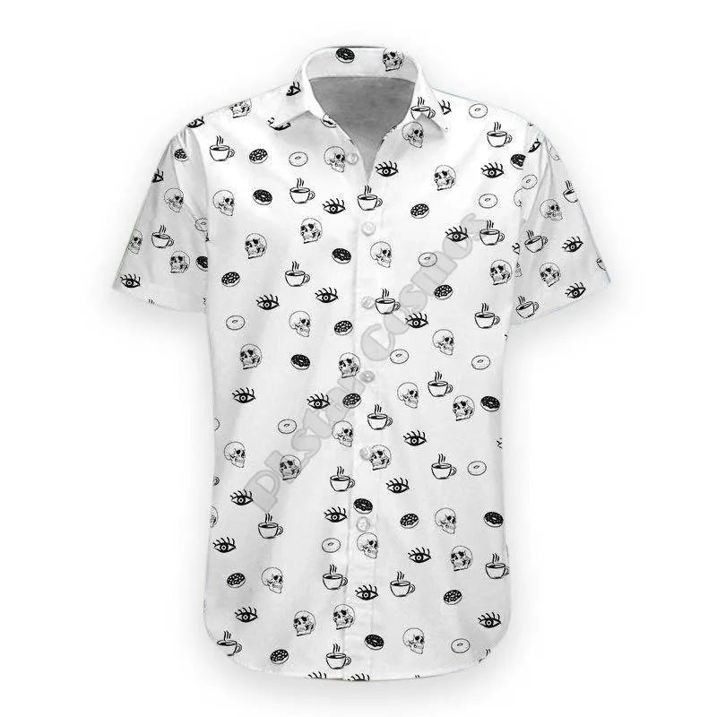 3D Printed Skull Halloween Hawaiian Shirt Summer Short Sleeved Shirts Men Shirts Oversize Camisa Social 5XL Halloween Gift