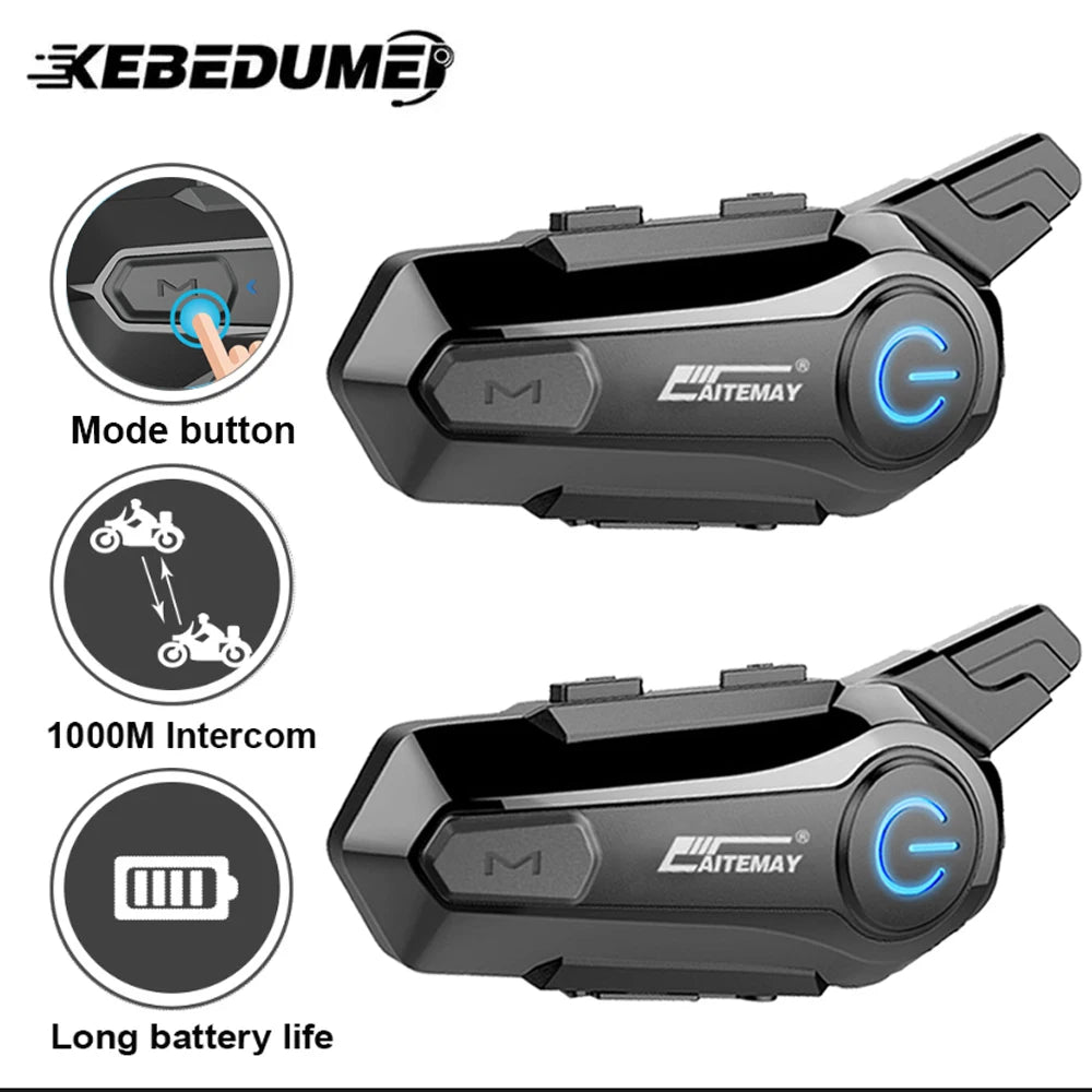 1/2Pcs Bluetooth Intercom Motorcycle helmet bluetooth headset for 2 Rider intercomunicador Moto Interphone Headset Wireless