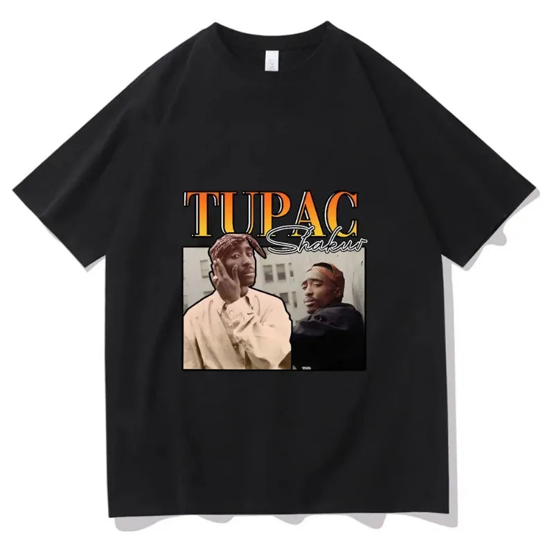 Unisex T-shirts Rapper Tupac Graphic Print Y2k Hip Hop Men T Shirt Streetweartops Unisex Harajuku Casual Short Sleeve Tees