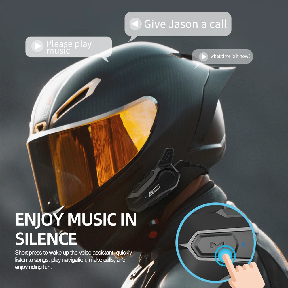 1/2Pcs Bluetooth Intercom Motorcycle helmet bluetooth headset for 2 Rider intercomunicador Moto Interphone Headset Wireless