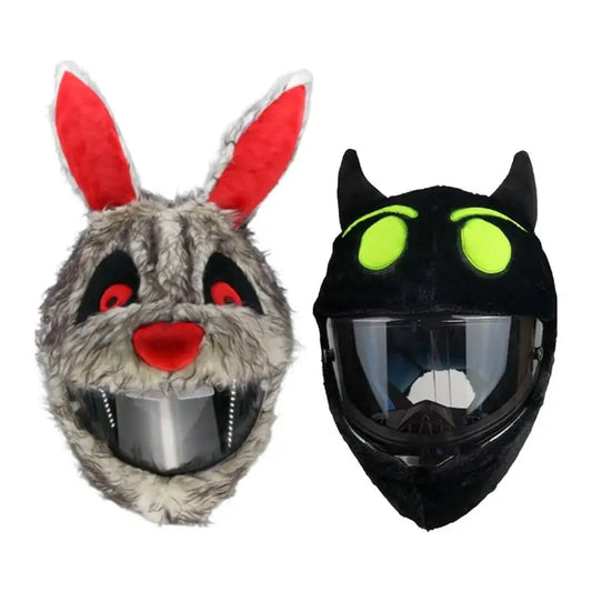 Motorcycle Helmet Cover Funny Cartoon Plush Helmet Protective Helmet Full Face Cover bloody Bunny Helmets Halloween Party Props