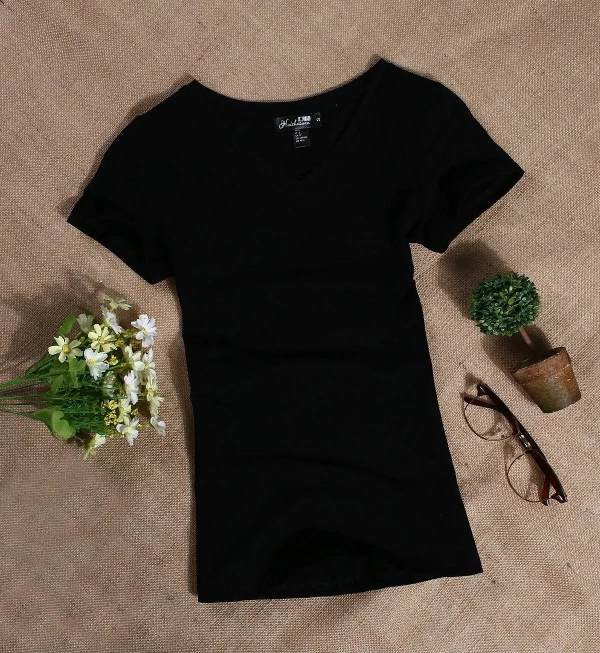 Women's T Shirt Casual Women Short Sleeved Slim Solid Color Simple Pure Tees Womens T-Shirt For Female Women T shirts