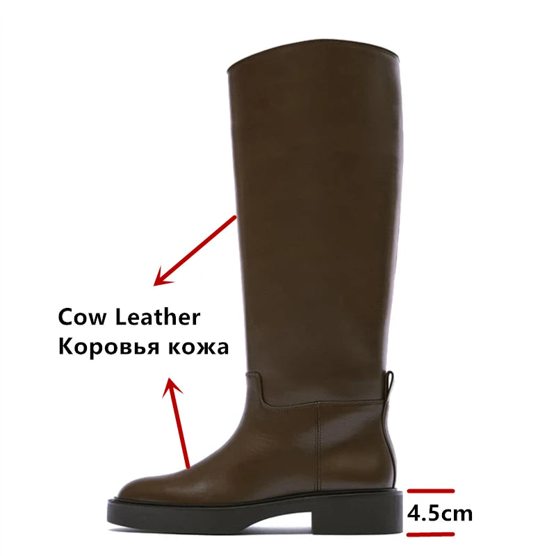 FEDONAS 2023 Ins Genuine Leather Knee High Boots For Women Thick Heeled Autumn Winter Warm Shoes Woman High Motorcycle Boots