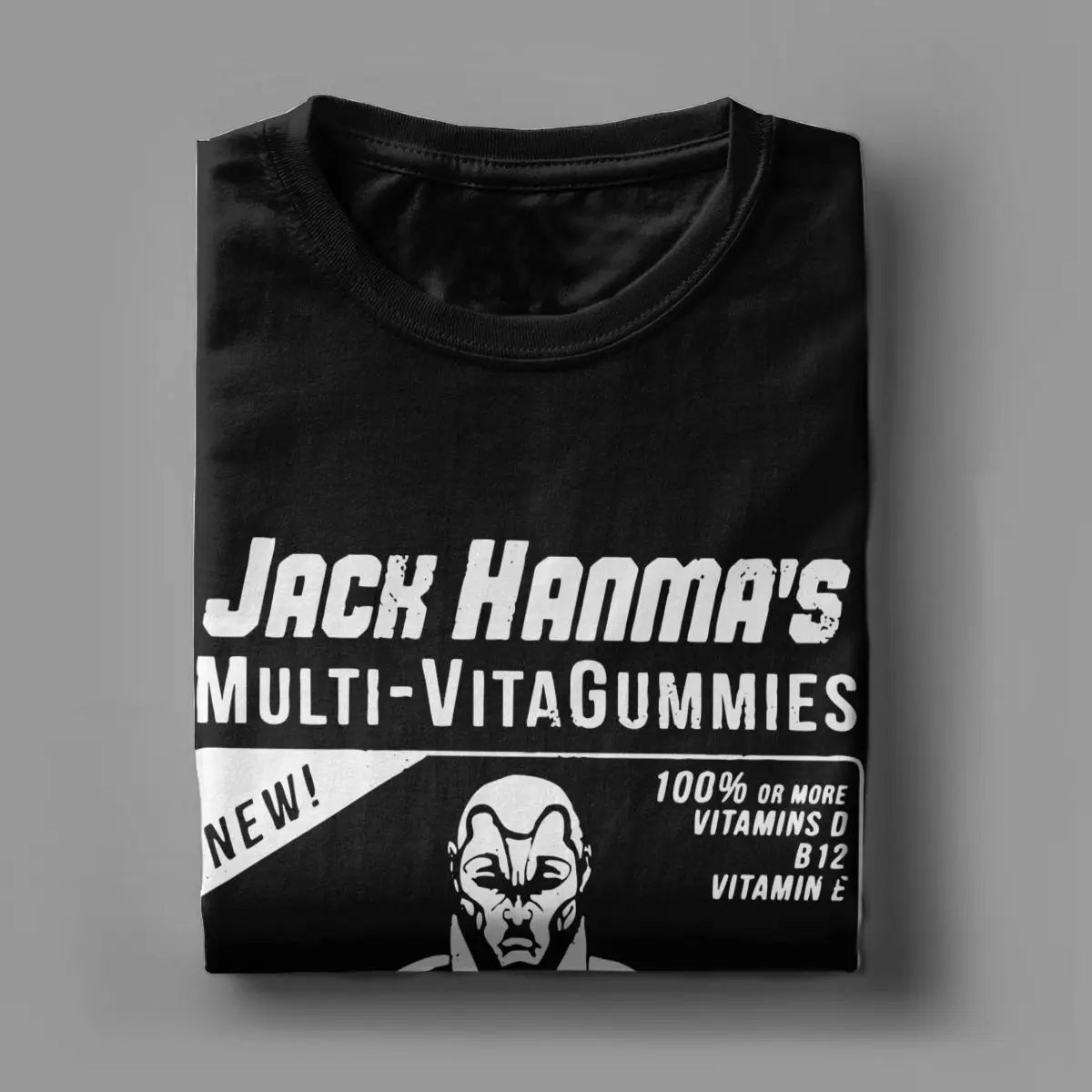 Men T-Shirts Jack Hanma Multi-VitaGummies Leisure Pure Cotton Tee Shirt Short Sleeve Baki Anime T Shirt Crewneck Clothing