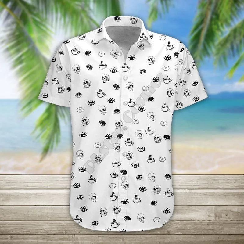 3D Printed Skull Halloween Hawaiian Shirt Summer Short Sleeved Shirts Men Shirts Oversize Camisa Social 5XL Halloween Gift