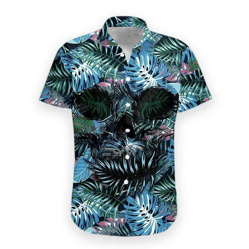 3D Printed Skull Halloween Hawaiian Shirt Summer Short Sleeved Shirts Men Shirts Oversize Camisa Social 5XL Halloween Gift