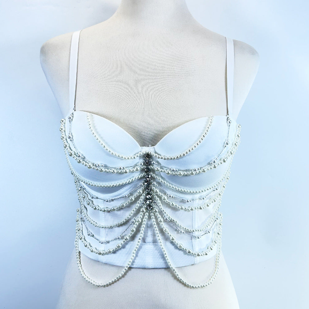 Women's Niche Tassel Bead Body Shaping Top Fishbone Vest