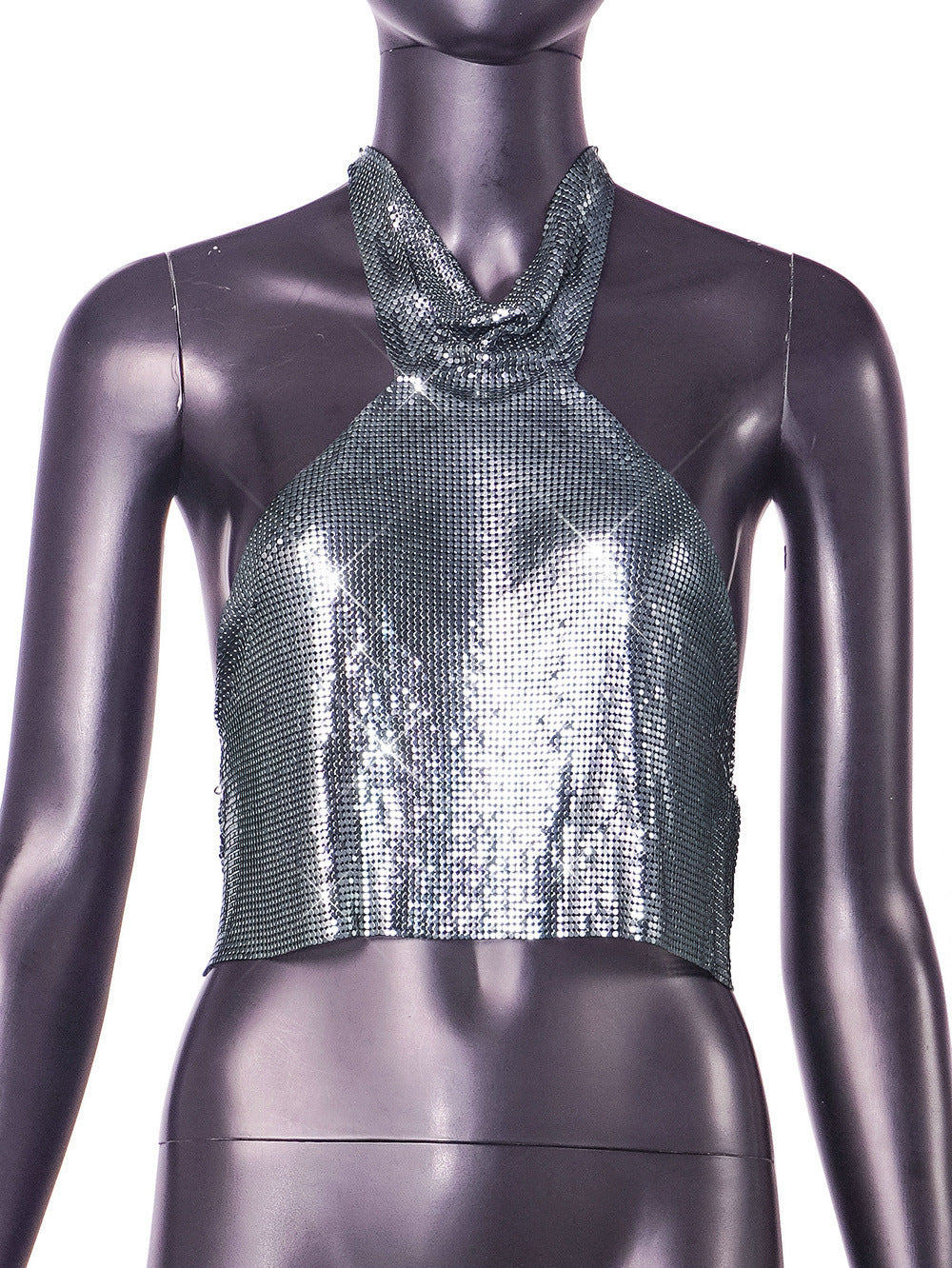 Women's Fashionable Sequins Turtleneck Vest Top