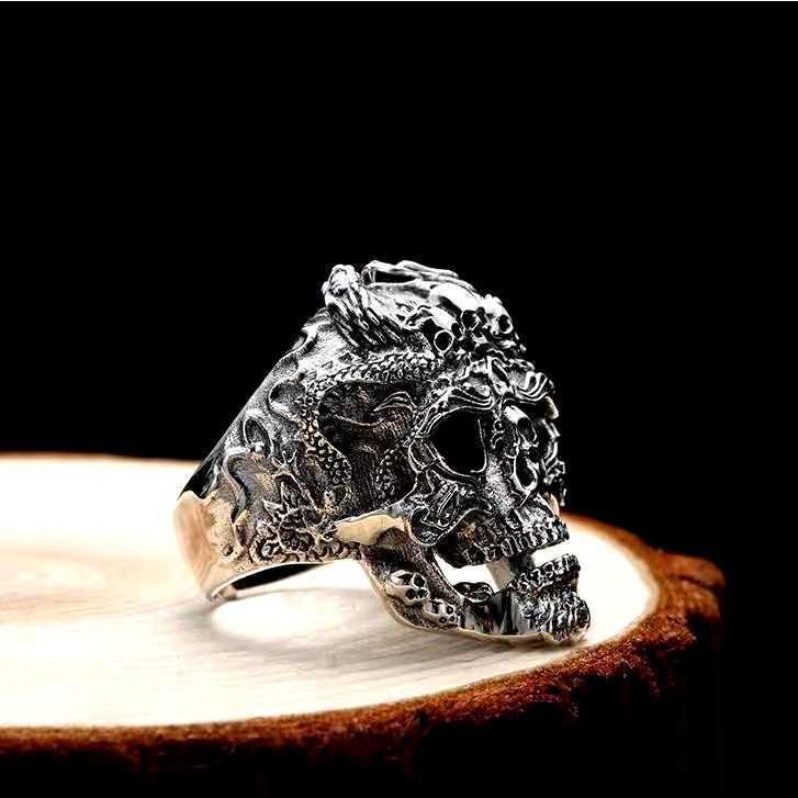 European And American Jewelry Men's Trendy Sterling Silver Domineering Motorcycle Style Ring