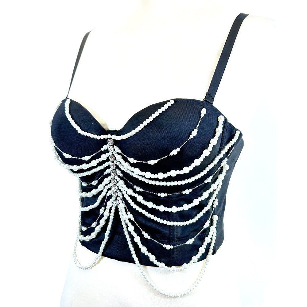 Women's Niche Tassel Bead Body Shaping Top Fishbone Vest