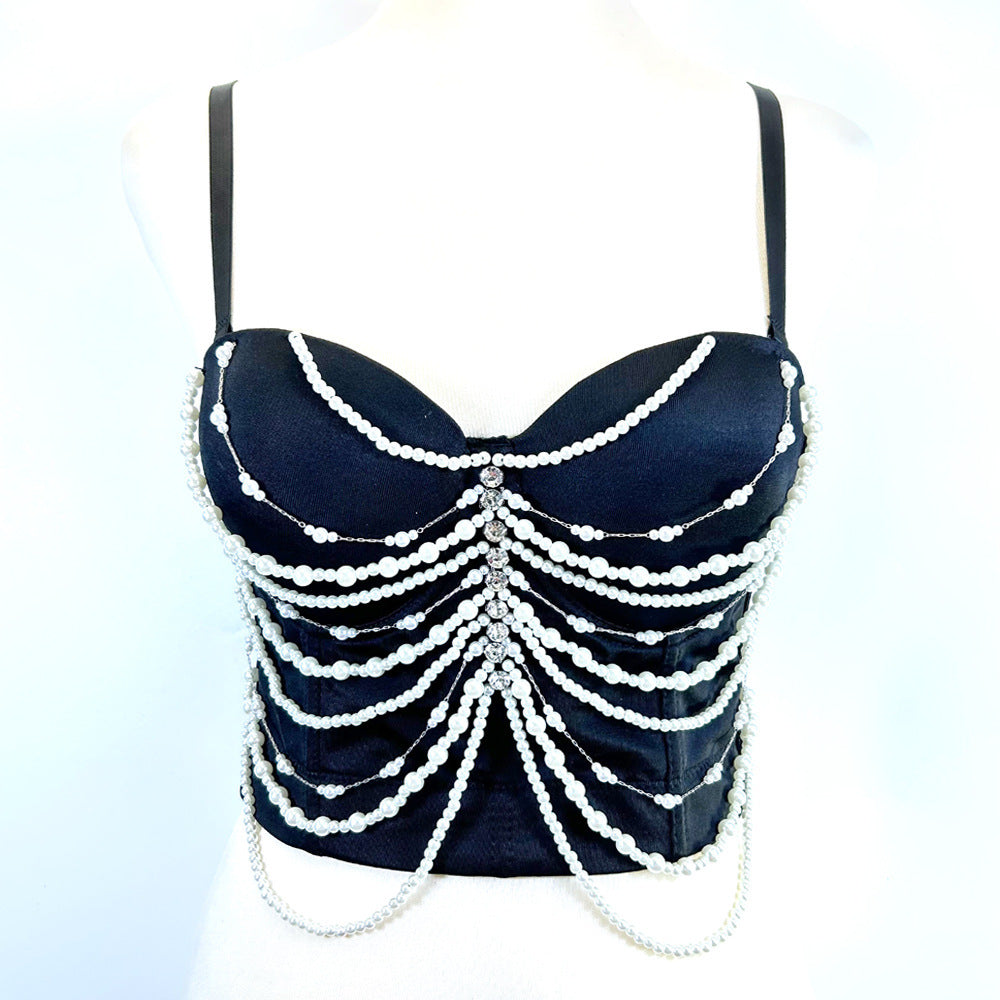 Women's Niche Tassel Bead Body Shaping Top Fishbone Vest