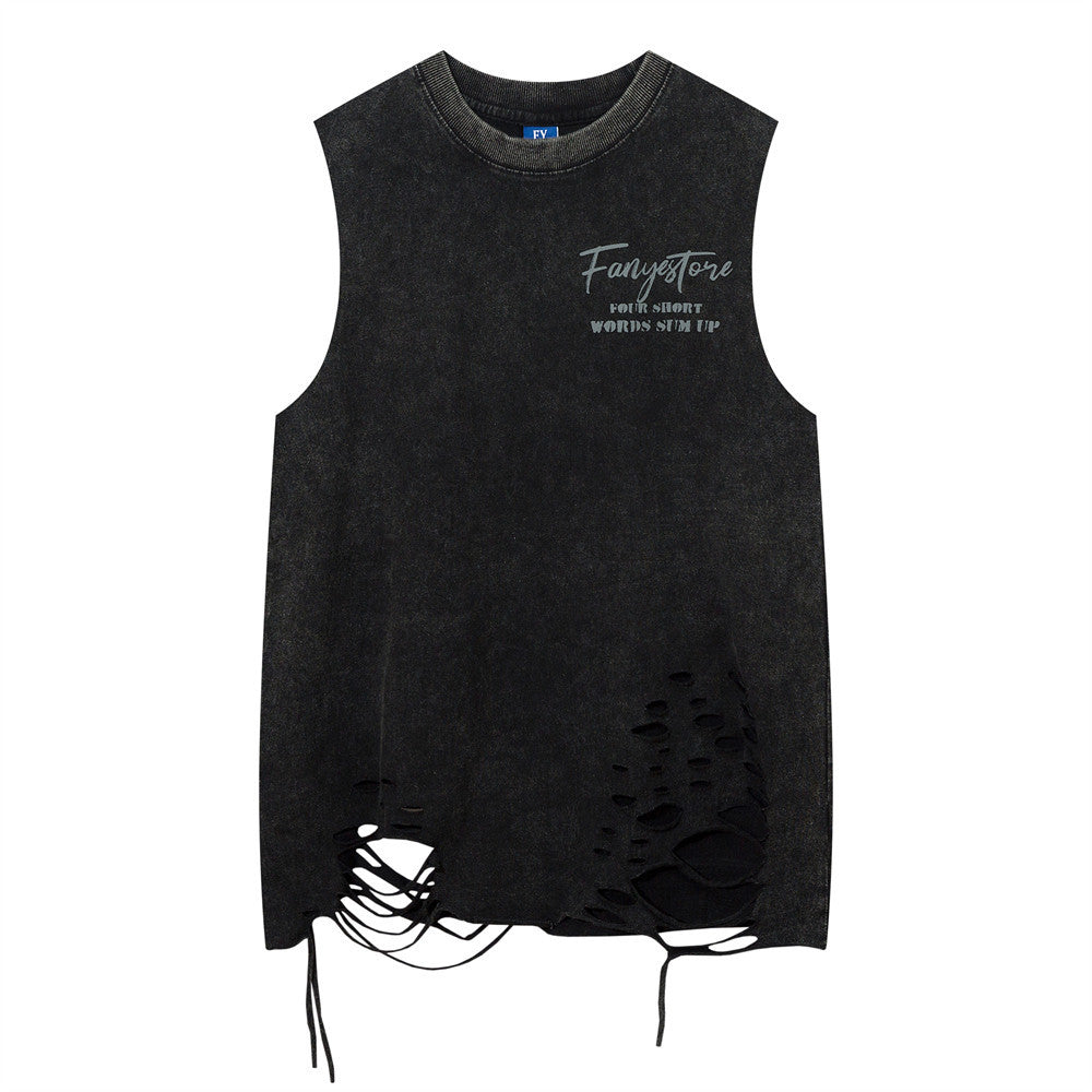 Washed Old Sleeveless Vest For Men