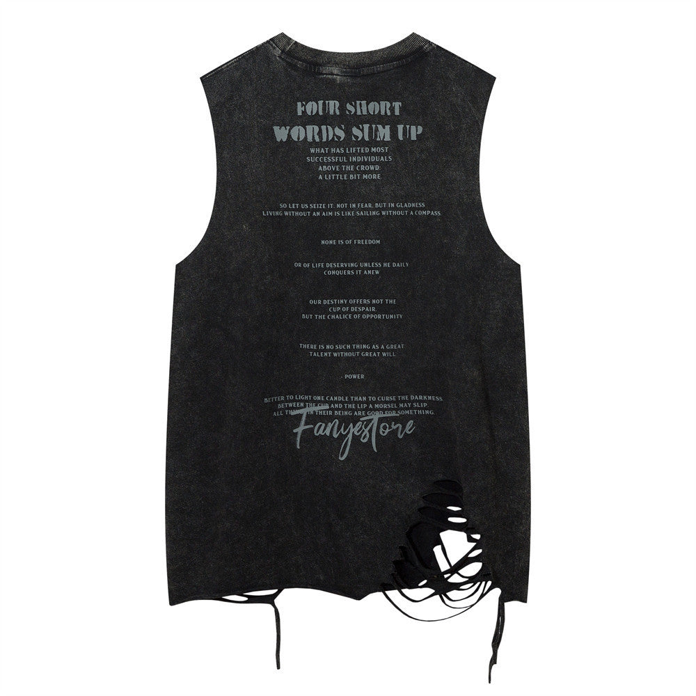 Washed Old Sleeveless Vest For Men