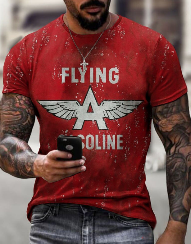 3D Digital Printed Round Neck Plus Size Men's Loose T-shirt Top