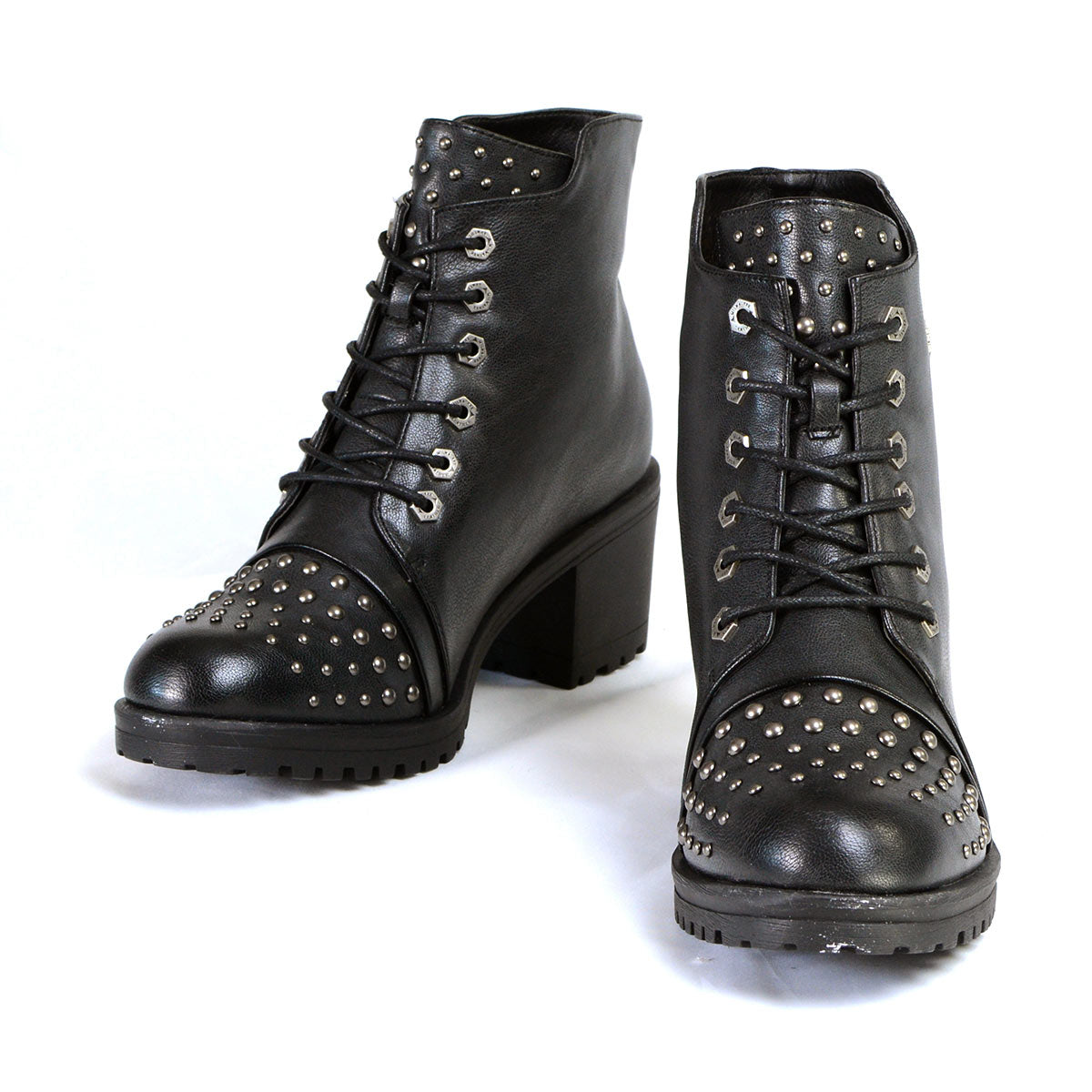 Milwaukee Leather MBL9426 Women's Distress Black Rocker Fashion Boots with Studded Instep SIZE 10 in store