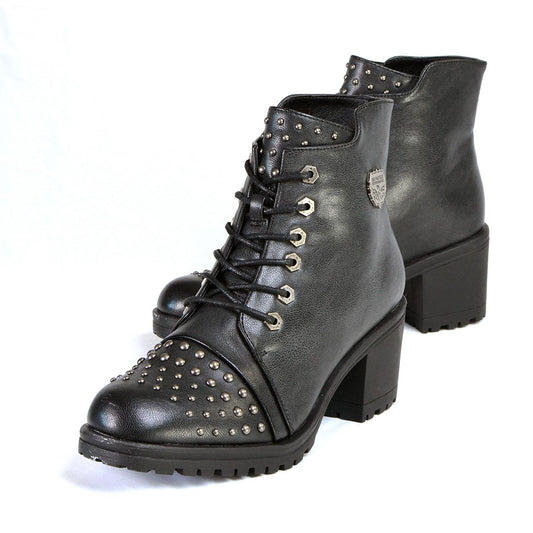 Milwaukee Leather MBL9426 Women's Distress Black Rocker Fashion Boots with Studded Instep SIZE 10 in store