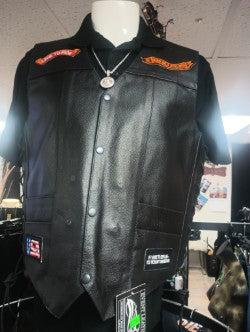 Men Pre-patched Leather Motorcycle Vest in store