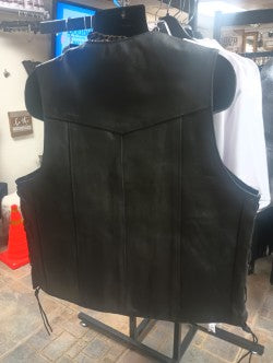 Men Leather Adjustable Side String Motorcycle Vest in store