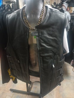 Men Leather Adjustable Side Velcro Vest in store