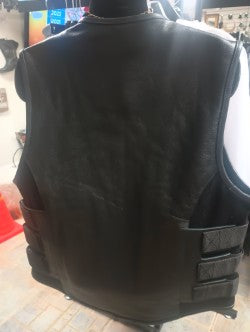 Men Leather Adjustable Side Velcro Vest in store