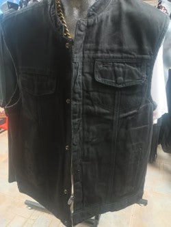 Men Black Jean Motorcycle Vest in store